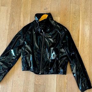Heroine sport black patent bomber jacket